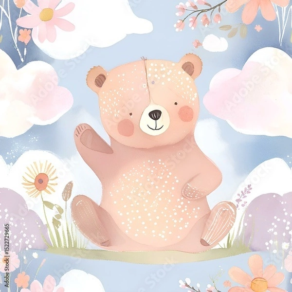 Obraz a little cute bear of background