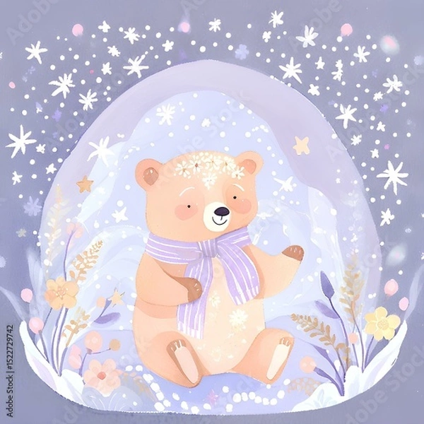 Obraz a little cute bear of background