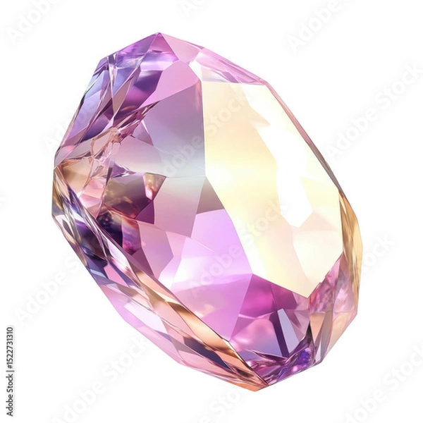 Obraz A sparkling, multifaceted gemstone with shades of pink and purple reflecting light. cut out. transparent background