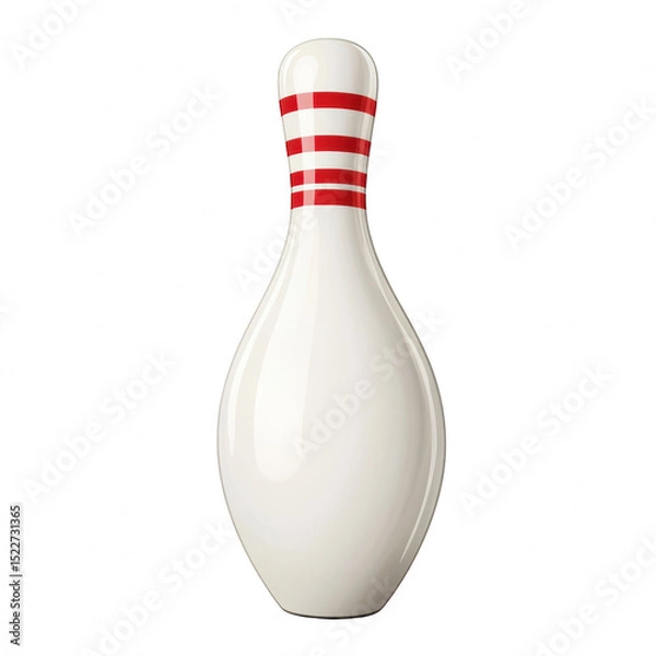 Obraz Bowling pin with red stripes, designed for use in recreational bowling. cut out. transparent background