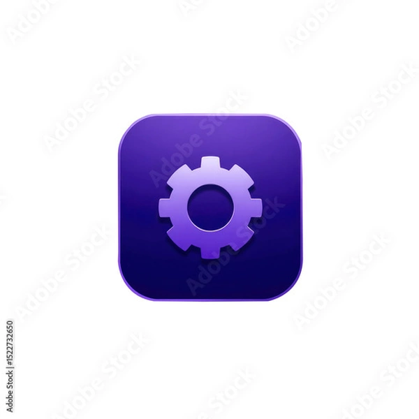 Fototapeta gears icon on metal internet button with transparent background PNG and JPEG image