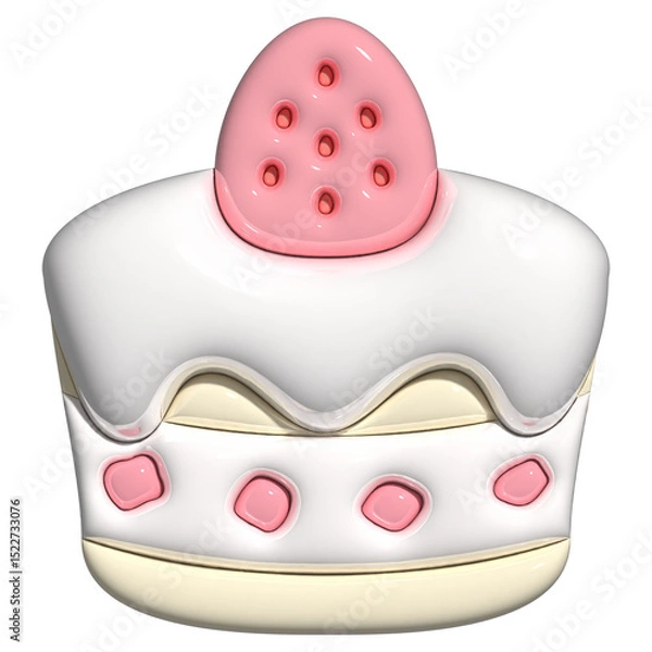 Fototapeta いちごのぷっくりミニホールケーキ⭐︎PNG