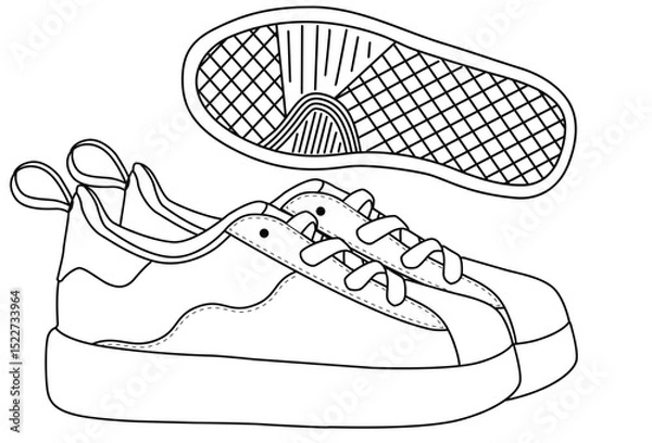 Obraz baby boy sneaker  shoes drawing royalty sketch style vector illustration template design