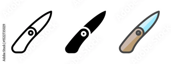 Fototapeta Multipurpose pocketknife vector icon in outline, glyph, filled outline style. Three icon style variants in one pack.