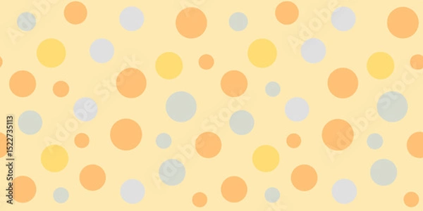 Fototapeta A light yellow background features a playful arrangement of pastel circles in orange, blue, and soft cream tones.