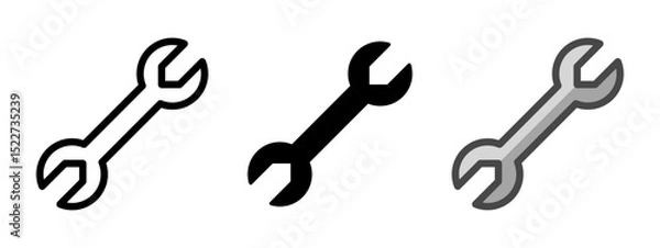 Fototapeta Multipurpose wrench vector icon in outline, glyph, filled outline style. Three icon style variants in one pack.
