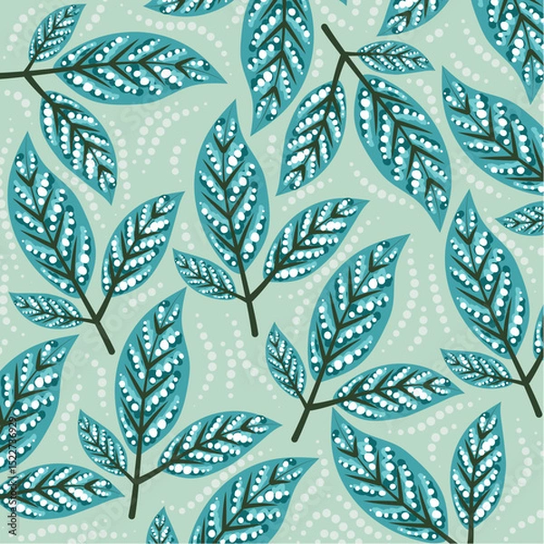 Obraz Aboriginal Art Depicting Bush Leaves and Natural Healing