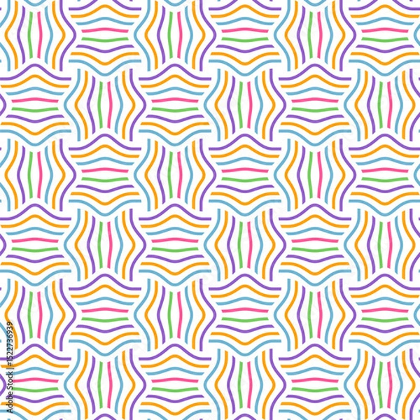 Fototapeta Colorful wriggling lines seamless pattern