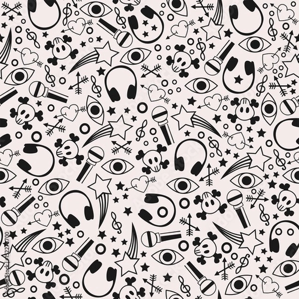 Fototapeta Seamless pattern with cute drawings.