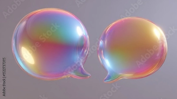 Fototapeta abstract two bubble talk or comment sign symbol. 3d render.