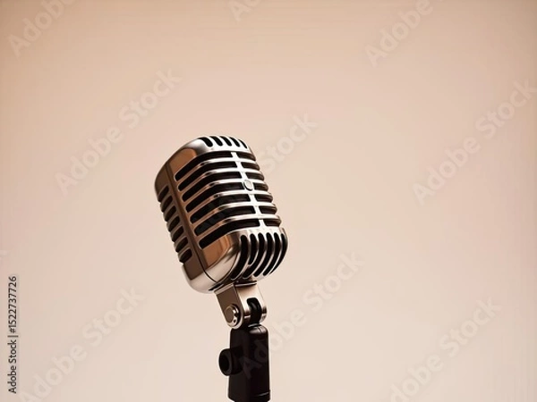 Fototapeta Retro Microphone Against a Neutral Background