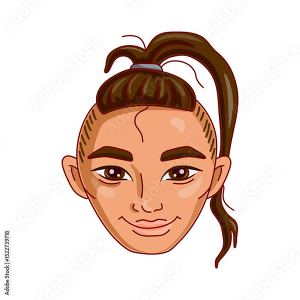 Obraz Smiling asian person's face. Avatar. Vector illustration.	