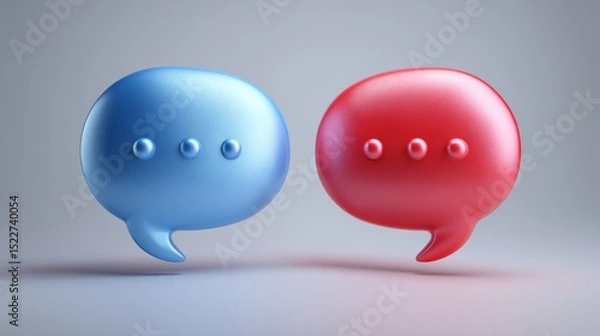 Fototapeta abstract two bubble talk or comment sign symbol. 3d render.