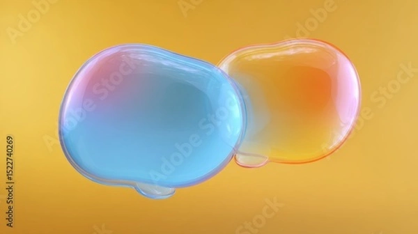 Fototapeta abstract two bubble talk or comment sign symbol. 3d render.