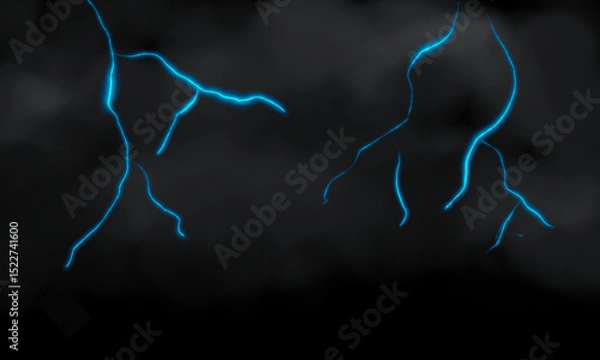 Fototapeta lightning in the dark, storm, thunder