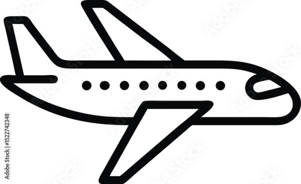 Fototapeta Airplane icon vector illustration of a passenger plane travel and transportation concept design element