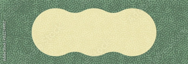 Fototapeta Vintage banner in green polka dots, space for text in the center.