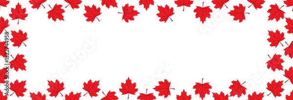 Fototapeta Canadian maple leaf on a white background. Space for text in the center.