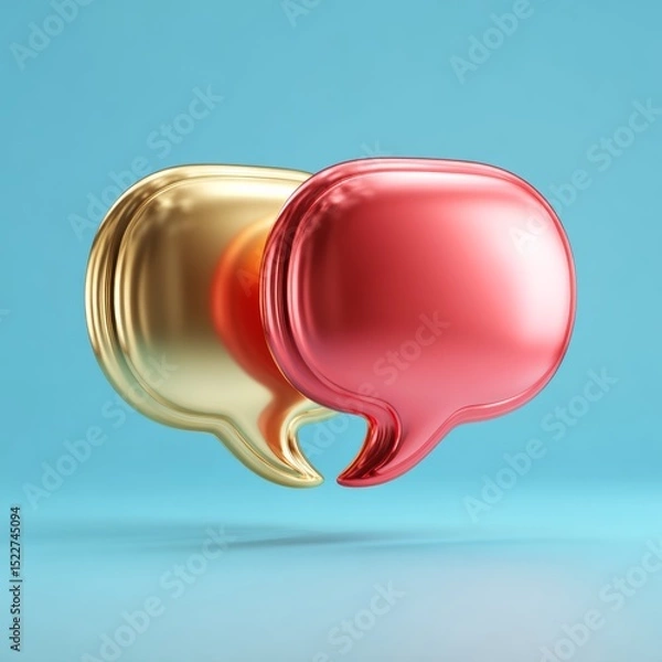 Fototapeta abstract two bubble talk or comment sign symbol. 3d render.