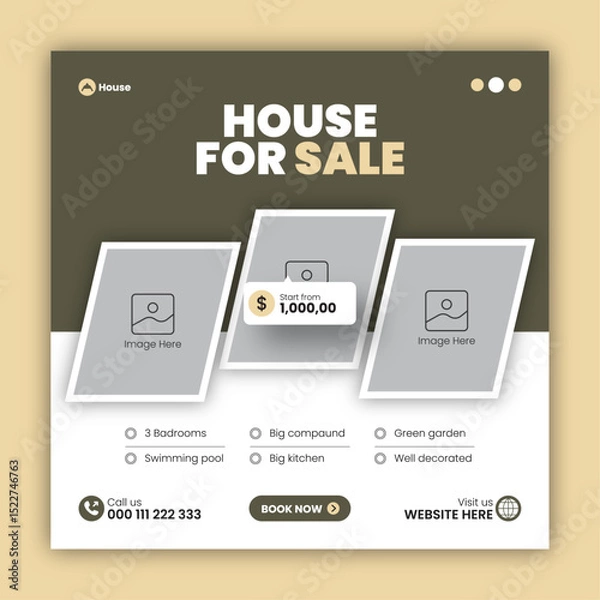 Obraz Real estate social media post banner design template or web banner design template