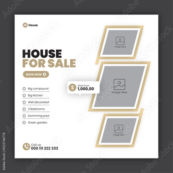 Obraz Real estate social media post banner design template or web banner design template