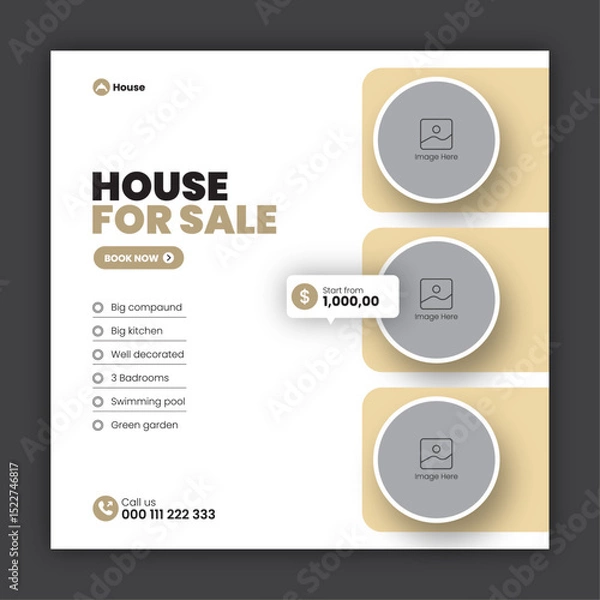 Obraz Real estate social media post banner design template or web banner design template