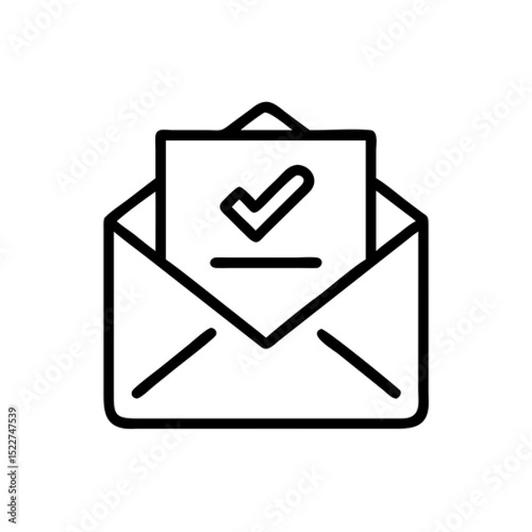Fototapeta Envelope with checked document symbolizing confirmed message  