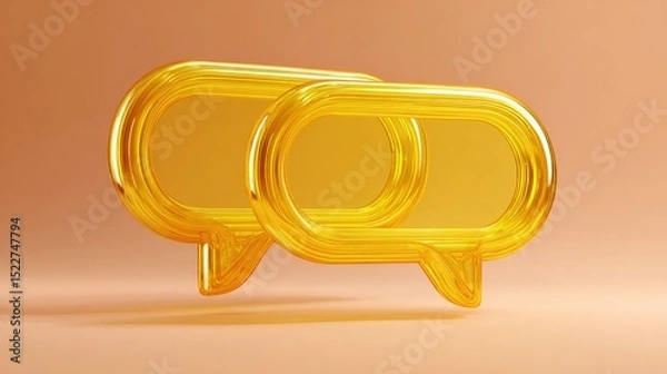 Fototapeta abstract two bubble talk or comment sign symbol. 3d render.