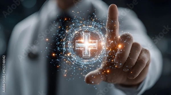 Obraz Doctor Interacting with Digital Medical Interface