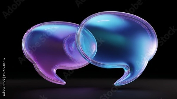 Fototapeta abstract two bubble talk or comment sign symbol. 3d render.