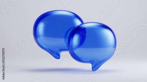 Fototapeta abstract two bubble talk or comment sign symbol. 3d render.