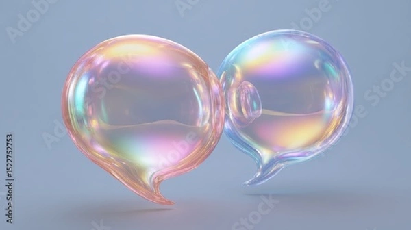 Fototapeta abstract two bubble talk or comment sign symbol. 3d render.