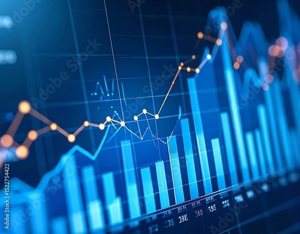 Fototapeta Financial data displayed on a screen