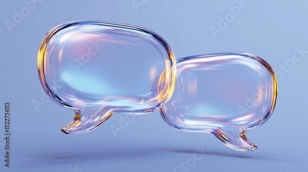 Fototapeta abstract two bubble talk or comment sign symbol. 3d render.