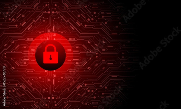Obraz Abstract data security red circuit board technology connected lines electronics elements computer motherboard chip processor semiconductor digital on white background vector
