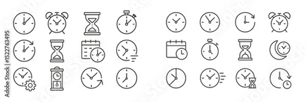 Fototapeta Various clock designs showcasing different types of timekeeping devices and representations of time in a minimalistic style