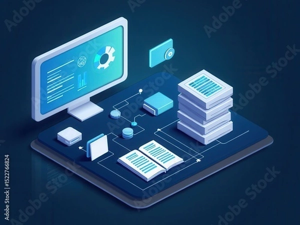 Obraz Document Management System concept. Enterprise content management, Digital asset management, Document imaging, Workflow, Records management, Online document file data software.