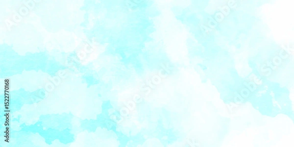 Obraz Soft sky-blue paint aquarelle hand-painted watercolor background design. beautiful bright blue paper texture. grunge effect light sky-blue shades watercolor background. watercolor scraped background.
