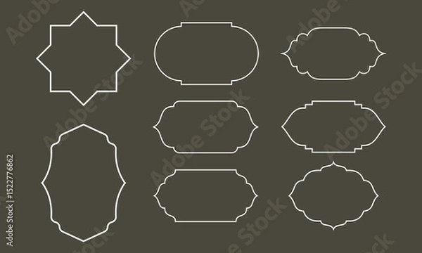 Fototapeta Set of Decorative Frame Outlines with Elegant Ornament Shapes on Dark Background