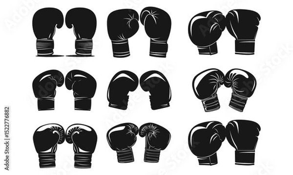 Fototapeta Black And White Boxing Gloves Vector Illustration Set For Design Projects