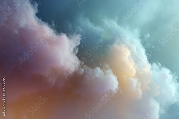 Obraz Dreamlike Pastel Cloudscape Soft Hues Heavenly Atmosphere Serene Sky Background Peaceful Tranquil Cloud Formation Magical Whimsical Airy Light Pastel Colors Ethereal Dreamy Softness Gentle Breeze     