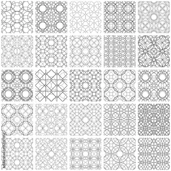 Fototapeta Set of 25 seamless geometric patterns.