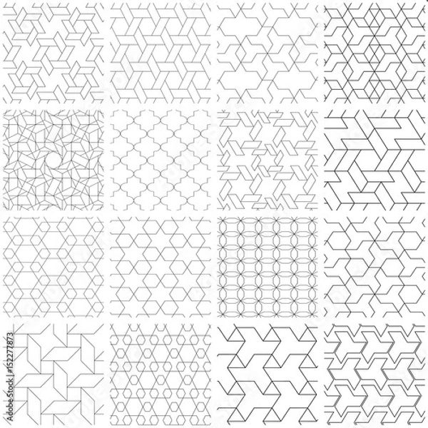 Fototapeta Set of 25 seamless geometric patterns.