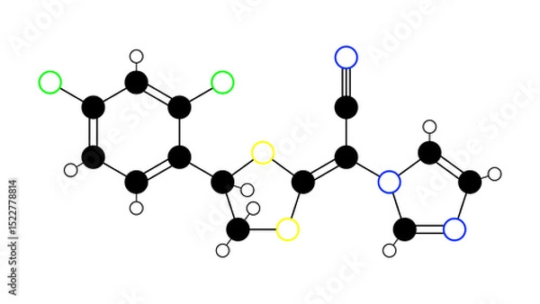 Fototapeta luliconazole molecule, structural chemical formula, ball-and-stick model, isolated image antifungal