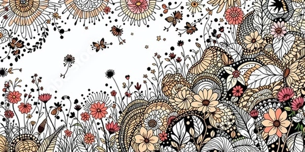 Obraz Abstract Tribal Art Pattern, Spring Theme Illustration