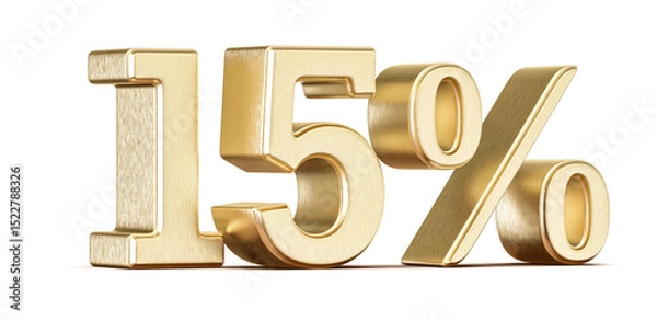 Obraz 15 Percent Off Sale Sign Golden 3D Number Discount
