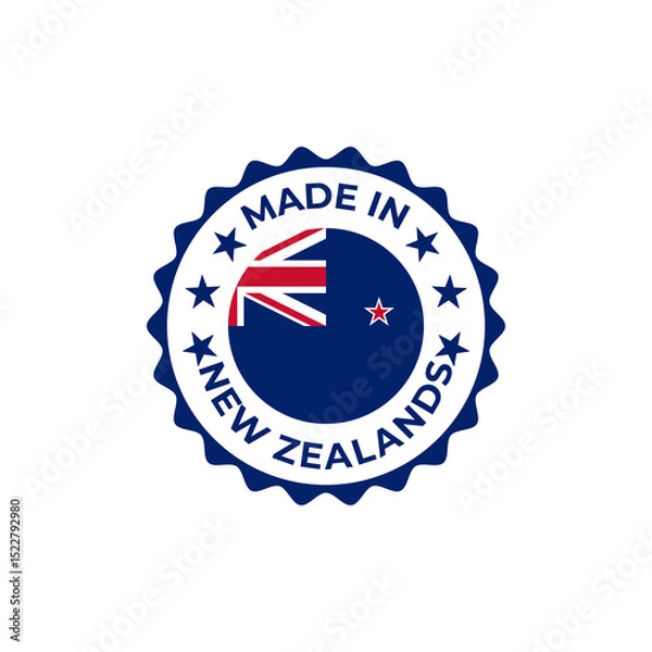 Fototapeta Made in New Zealand transparent label with flag and badge design