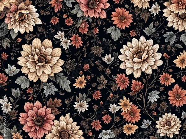 Fototapeta Bohemian Floral Print for Textiles - Dreamy Pattern