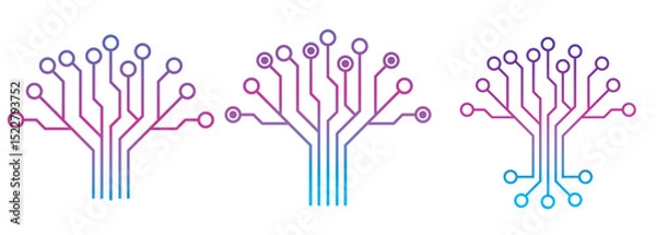 Fototapeta Circuit Tree Logo vector design.