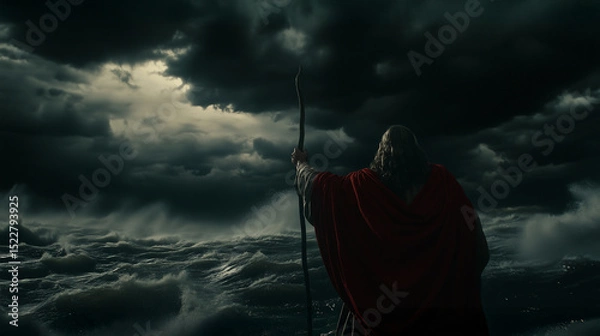 Obraz Dramatic Scene of Moses Parting the Stormy Red Sea